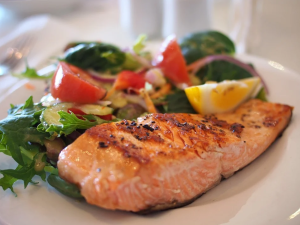 salmon and a salad