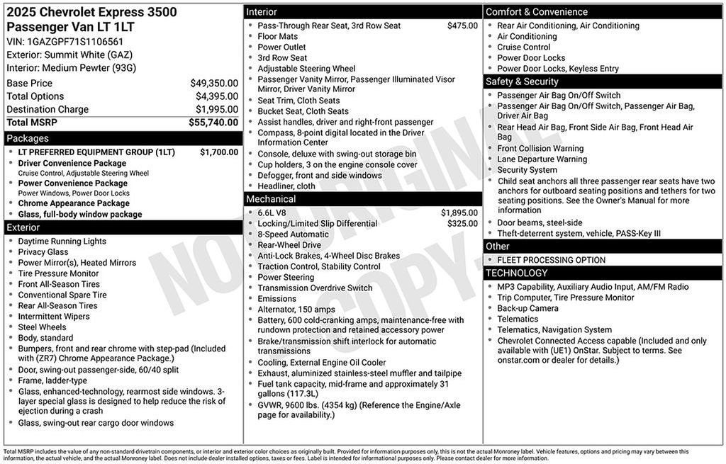 2025 Chevrolet Express Passenger 1LT