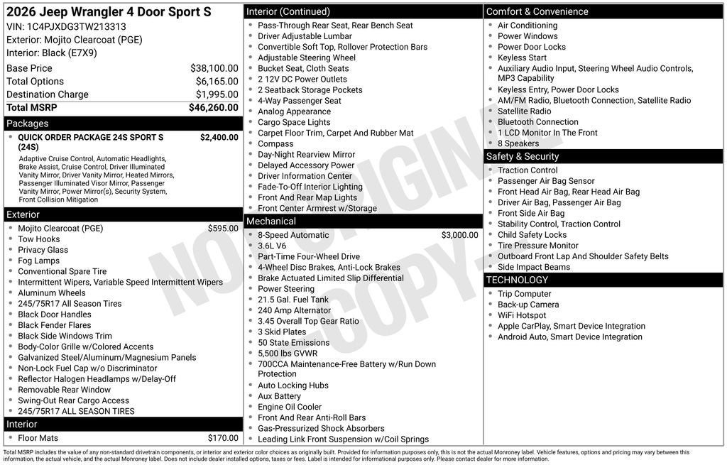 2026 Jeep Wrangler Sport S