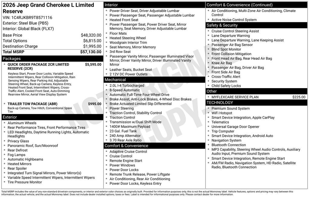 2026 Jeep Grand Cherokee L Limited Reserve