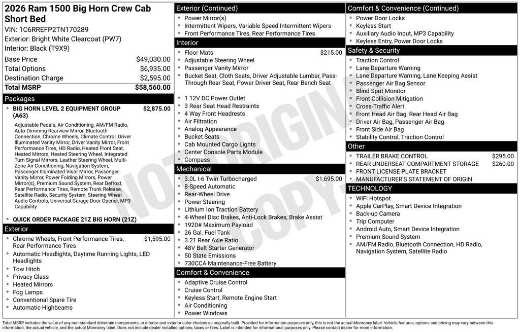2026 RAM 1500 Big Horn/Lone Star