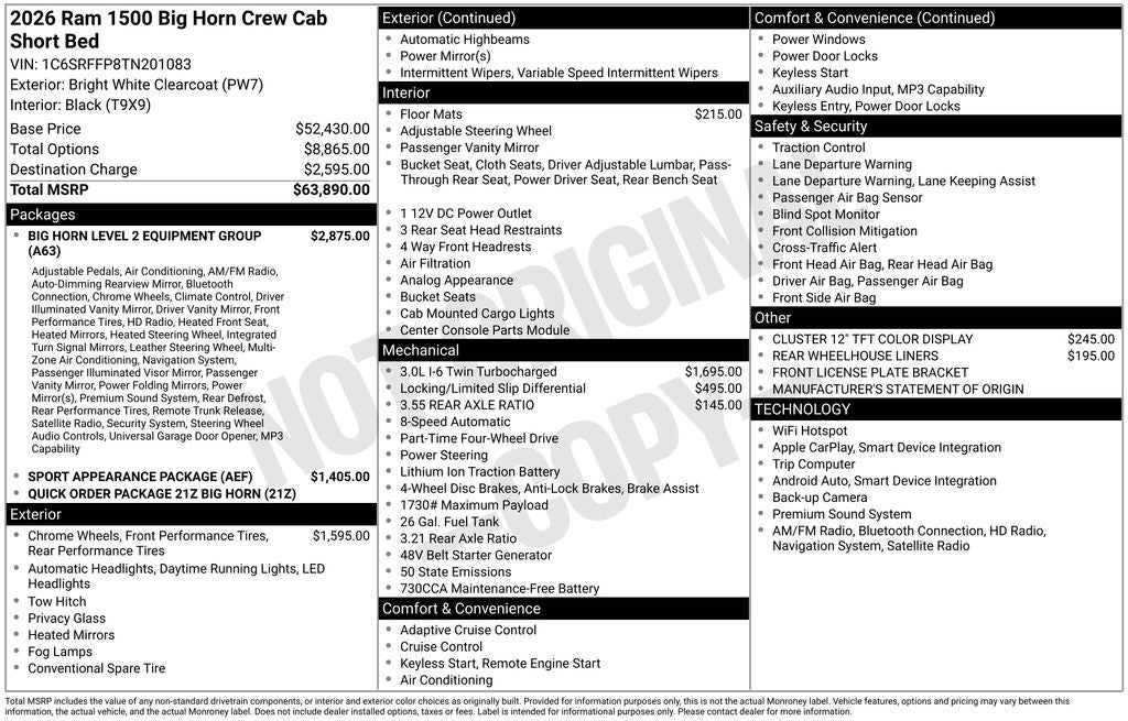 2026 RAM 1500 Big Horn/Lone Star