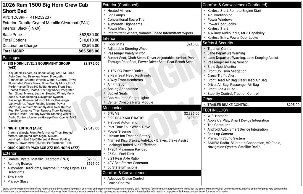 2026 RAM 1500 Big Horn/Lone Star